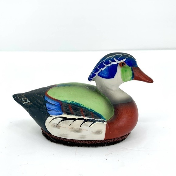 Jasco Mallard Duck Porcelain Lint Remover Brush 1980's Collectible Hand Painted - Picture 1 of 8